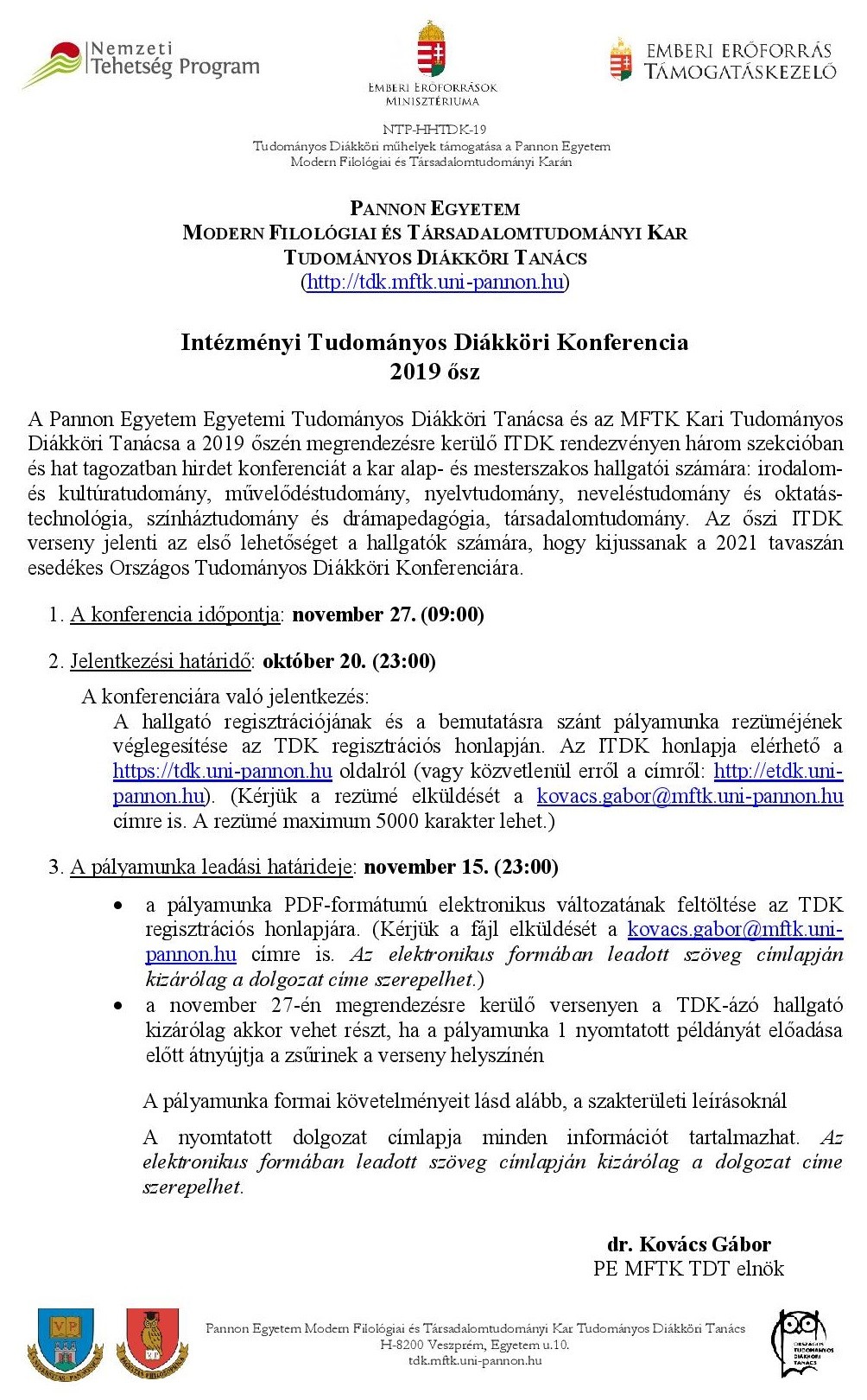 ITDK 2019 osz MFTK felhivas